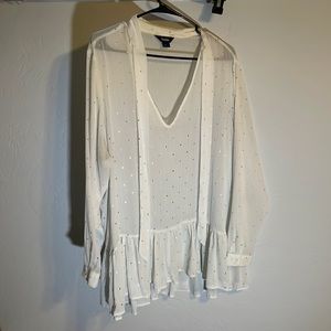 Flowy tunic top with silver polka dots from Stitch Fix